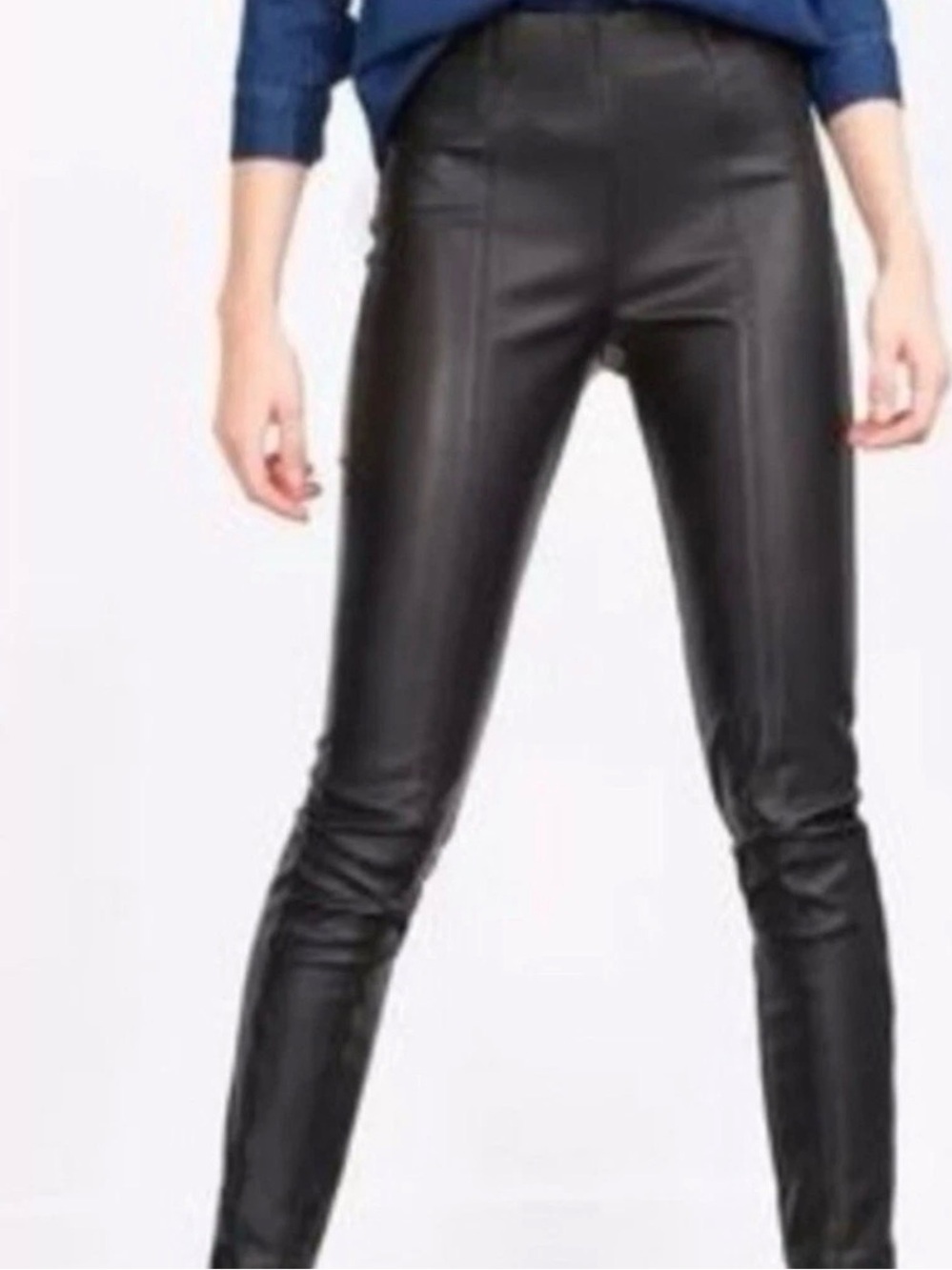 Zara Black Faux Leather Skinny Pants